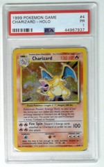 V1594: 1999: Charizard: 4/102: Unlimited Edition: Base Set: PSA: 1: PR: 44967937